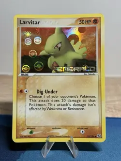 Larvitar 52/106 Holo Ex Emerald Stamped Reverse Foil Pokemon Card MP PL - Image 1