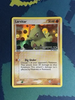 Larvitar 52/106 Holo Ex Emerald Stamped Reverse Foil Pokemon Card MP PL - Image 2