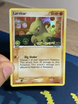 Larvitar 52/106 Holo Ex Emerald Stamped Reverse Foil Pokemon Card MP PL - Image 3