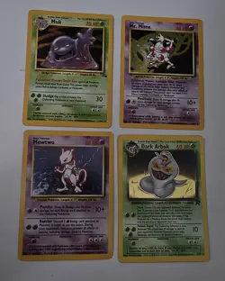 Pokemon FOIL cards LOT of 1999 Muk, Dark Arbok, Mewtwo and Mr. Mime Excellent + - Image 1