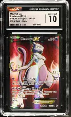 CGC 10 GEM MINT Mewtwo EX 2015 BREAKthrough 158/162 Ultra Rare Holo Pokemon Card - Image 1