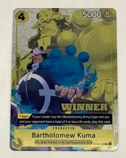 One Piece Bartholomew Kuma OP09-108 WINNER TOURNAMENT PACK CARD Vol. 4 English - Image 1