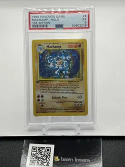 PSA 5 Machamp Holo 1st Edition Shadowless 8/102 Base Set Pokemon Card 1999 - Image 1