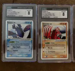 CGC 8 Groudon ex and Kyogre ex 2006 Black Star Promos 037 038 Holo Pokemon Card - Image 1
