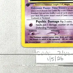 Celebi 3/64 Neo Revelation 1st Edition Holo Vintage Pokemon Card 2000 MP - Image 3