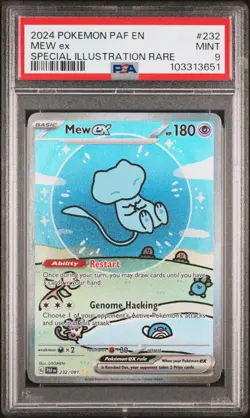 2024 POKEMON PAF EN-PALDEAN FATES SPECIAL ILLUSTRATION RARE #232 MEW EX PSA 9 - Image 1