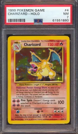 1999 POKEMON GAME CHARIZARD #4 HOLO PSA 7! - Image 1