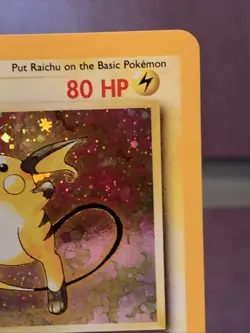 Pokemon TCG Raichu Base Set 2 Unlimited Holo Rare 16/130 VTG WOTC 1999 NM Swirl - Image 3