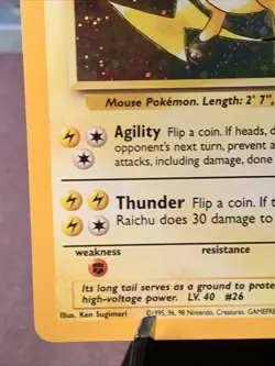 Pokemon TCG Raichu Base Set 2 Unlimited Holo Rare 16/130 VTG WOTC 1999 NM Swirl - Image 5