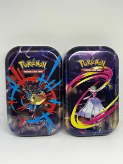 *EMPTY* 4 mini tins Pokemon, 1 pokeball empty tin & 8 trick & trade packs! - Image 1
