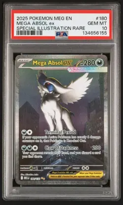 2025 POKEMON MEG EN-SPECIAL ILLUSTRATION RARE #180 MEGA ABSOL EX PSA 10 - Image 1