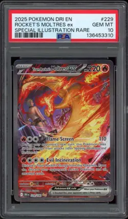 Pokemon Team Rocket's Moltres ex 2025 Destined Rivals SIR #229 PSA 10 Gem Mint - Image 1
