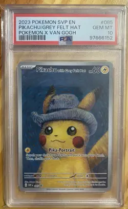 2023 POKEMON SVP EN-SV BLACK STAR PROMO #085 PIKACHU WITH GREY FELT HAT PSA 10 - Image 1