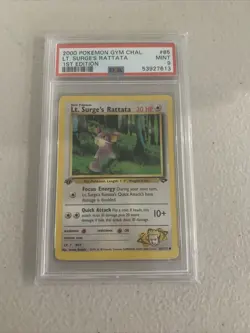 Pokemon PSA 9 MINT Lt. Surge's Rattata 85/132 1st Edition Gym Challenge 2000 - Image 1
