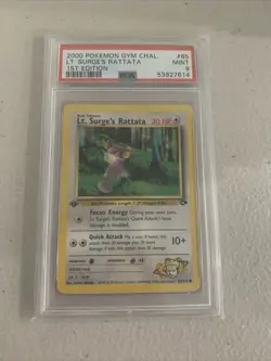 Pokemon PSA 9 MINT Lt. Surge's Rattata 85/132 1st Edition Gym Challenge 2000 - Image 1