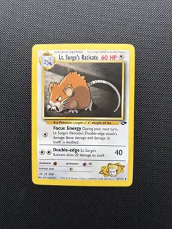 Pokemon Card Gym Challenge Lt. Surge's Raticate 53/132 WOTC NM! - Image 1