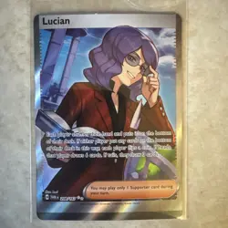Pokemon TCG Twilight Masquerade Lucian Holo Ultra Rare Card 208/167 Miscut Error - Image 1