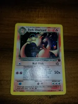 DARK CHARIZARD 4/82 Holo Rare Team Rocket Unlimited Pokemon Card Played - Image 2