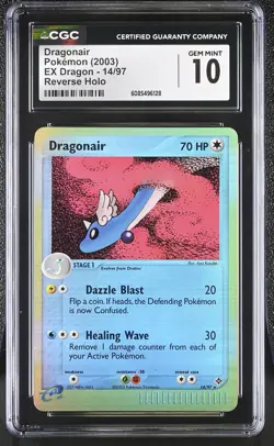 CGC 10 GEM MINT Dragonair 2003 EX Dragon 14/97 Reverse Holo Pokemon Card - Image 1