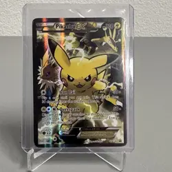 HP Pokemon Pikachu EX XY124 Black Star Promo 2016 Holo Card Small Crease See Pic - Image 1