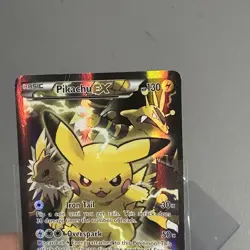 HP Pokemon Pikachu EX XY124 Black Star Promo 2016 Holo Card Small Crease See Pic - Image 3