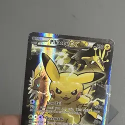 HP Pokemon Pikachu EX XY124 Black Star Promo 2016 Holo Card Small Crease See Pic - Image 4
