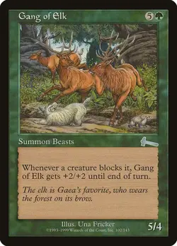 Gang of Elk 1x FOIL MTG ULG Urza's Legacy Uncommon Vintage MINT green - Image 1