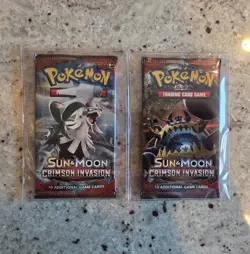 Crimson Invasion - Sealed 2 Booster Pack Lot - Pokemon Sun & Moon TCG - Image 1