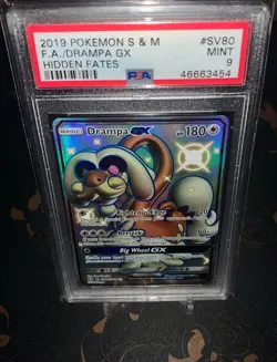 ⚪ 2019 Pokemon Sun & Moon Hidden Fates Shiny F.A. Drampa GX #SV80 PSA 9 ⚪ - Image 1
