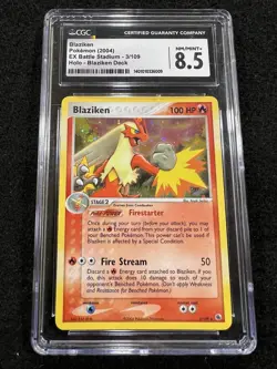 Pokemon Blaziken Holo 3/109 from EX Battle Stadium in a CGC 8.5 !! - Image 1