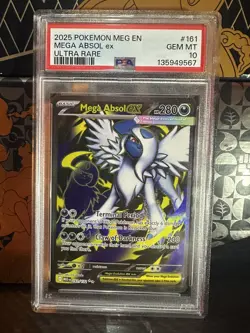 2025 POKEMON MEG EN-MEGA EVOLUTION ULTRA RARE #161 MEGA ABSOL EX PSA 10 - Image 1