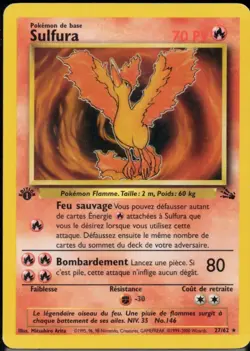 Pokemon de base Sulfura 27/62 Fossil Base Set 1st Edition - Image 1