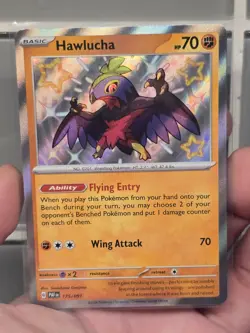 Pokemon TCG Hawlucha Baby Shiny Holo Rare Card Paldean Fates 175/091 NM - Image 1