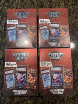 Lot Of 4 Pokemon Mystery Gems 1 Graded Card CGC + 1 Booster Pack - Image 1