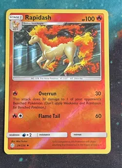 POKEMON RAPIDASH 24/236 UNCOMMON REVERSE HOLOFOIL COSMIC ECLIPSE NM CARD - Image 1