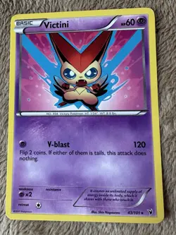2011 Pokemon TCG Noble Victories Victini Hp 60 Non-Holo Card 43/101 LP - Image 1