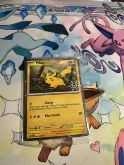 Pokemon TCG: Pikachu (025/165) - Holiday Calendar 2025 Festive Stamp Cosmo Promo - Image 1