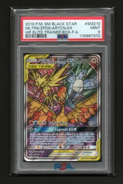 2019 POKEMON SM BLACK STAR PROMO FULL ART/MOLTRES & ZAPDOS & ARTICUNO GX PSA 9 - Image 1