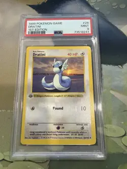 Pokemon Dratini Base Set Shadowless 1st Edition #26 PSA 9 Mint - Image 1
