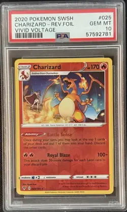 Charizard Reverse Foil #025 - 2020 Pokemon SWSH Vivid Voltage - GEM MINT PSA 10 - Image 1