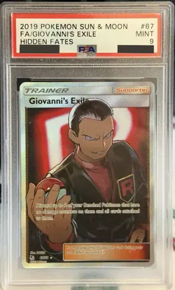 Pokemon TCG Giovanni's Exile Full Art 67/68 Hidden Fates Holo PSA 9 Graded MINT - Image 1