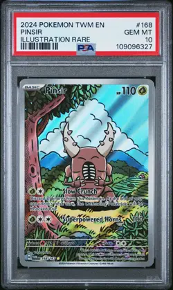 2024 POKEMON TWM EN-TWILIGHT MASQUERADE ILLUSTRATION RARE #168 PINSIR PSA 10 - Image 1