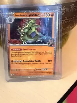 Team Rockets Tyranitar Destined Rivals Stamped Promo Card 096/182 NM Condition - Image 1