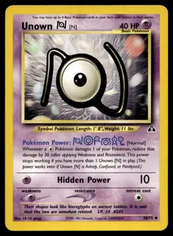 Unown N 50/75 Pokemon Card Neo Discovery Uncommon 40 HP Lightly Played DB - Image 1