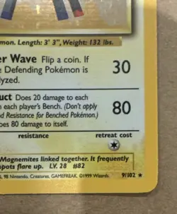 Pokemon TCG Magneton Base Set Unlimited Holo Rare Card 9/102 WOTC - Image 5