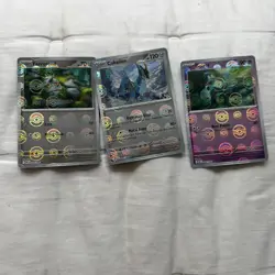 White flare Poke Ball Lot Of 3 Pokemon Cards(Golett, Cobalion, Ferroseed) - Image 1