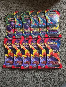 Pokemon Hanger Sealed card lot. Phantasmal Flames and Destined Rivals. - Image 1