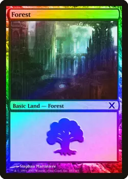 Forest (Version 383) FOIL 10th Edition NM Basic Land MAGIC MTG CARD ABUGames - Image 1