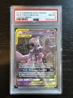 2019 Graded Pokemon Tag Team Mewtwo And Mew GX Set 71/236 And 222/236 PSA 8 - Image 2