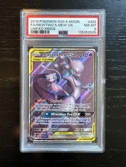 2019 Graded Pokemon Tag Team Mewtwo And Mew GX Set 71/236 And 222/236 PSA 8 - Image 4